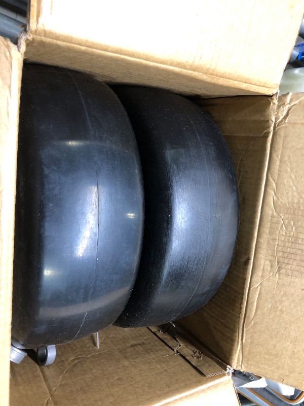 Photo 3 of 2 PCS Upgrade 13x5.00-6" Flat Free Lawn Mower Smooth Tire, Commercial Grade Lawn and Garden Mower Turf Replacement Solid Tire and Wheel with Steel Rim, 3/4" Grease Bushing and 3.25"-5.9" Centered Hub