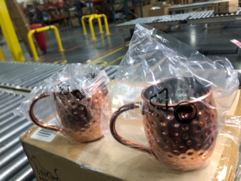 Photo 3 of  Moscow Mule Mugs Set 12oz Rose Gold Stainless Steel Moscow Mule Cups Bulk Tarnish Resistant Copper Plated Mug Hammered Finish Cup Chilled...
2pc