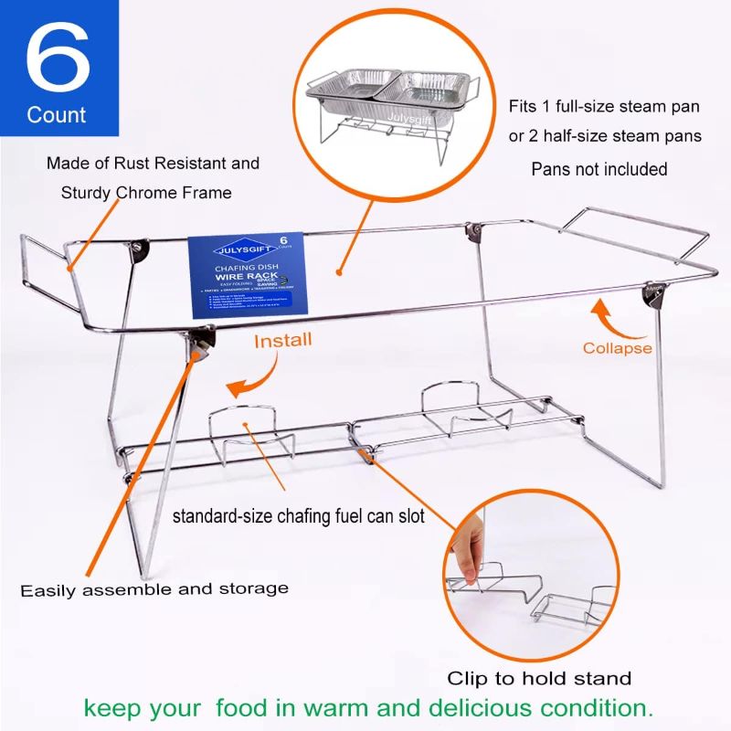 Photo 3 of 
6 Pack Chafing Dish Wire Rack Buffet Stand Folding Easy-carrying Wire frame Serving Trays Food Warmer, full
