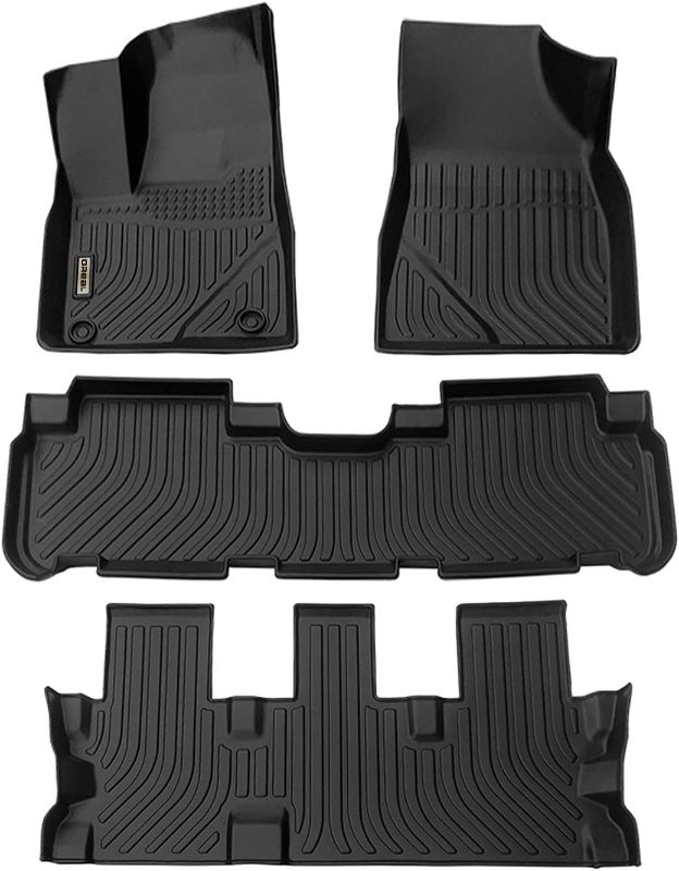 Photo 1 of  Black Floor Mats Liners Replacement for Highlander 8 Seats 2014-2019 Heavy Duty All Weather Guard Front Rear Auto Carpet-Custom Fit-Tough/Durable/Odorless