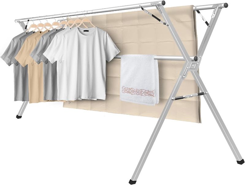 Photo 2 of 
Sillars Clothes Drying Rack, 63 inches Laundry Drying Rack Clothing Foldable & Collapsible Stainless Steel Heavy Duty Clothing Drying Rack with