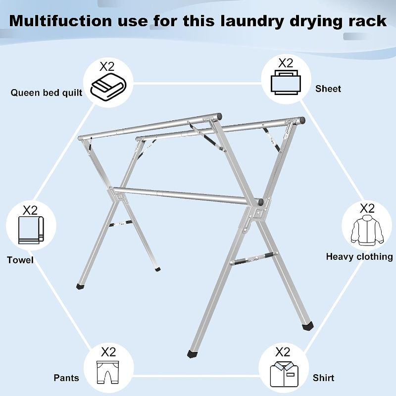 Photo 1 of 
Sillars Clothes Drying Rack, 63 inches Laundry Drying Rack Clothing Foldable & Collapsible Stainless Steel Heavy Duty Clothing Drying Rack with