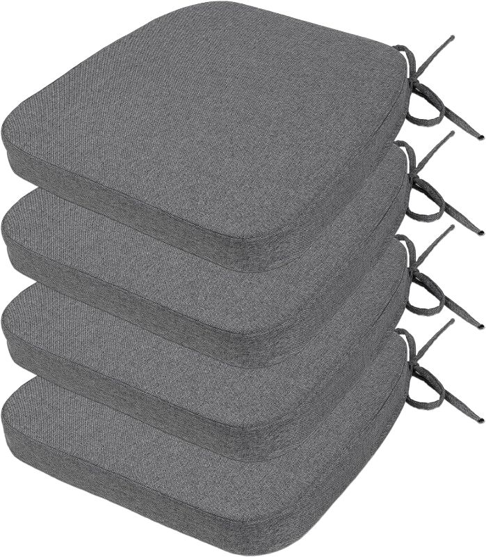 Photo 2 of  d-Shaped Chair Cushions for Dining Chairs with Ties and Removable Cover, 2" Thick Dining Kitchen Chair Pads, Indoor Dining Room Chair Cushions, 17" x 18", Set of 4, Black