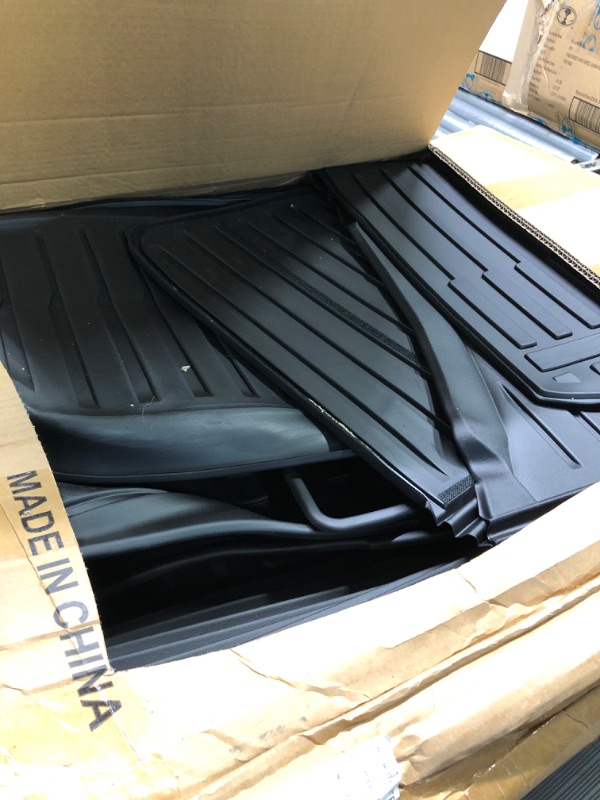 Photo 2 of Xipex Fit 2020-2023 Tesla Model Y Floor Mats Trunk Mat Cargo Mat TPE All Weather Cargo Liner Back Seat Cover Protector 2022 Tesla Model Y 5 Seater Accessories (Upgraded Set of 6 Mats) Upgraded Set of 6 Mats 5 Seater