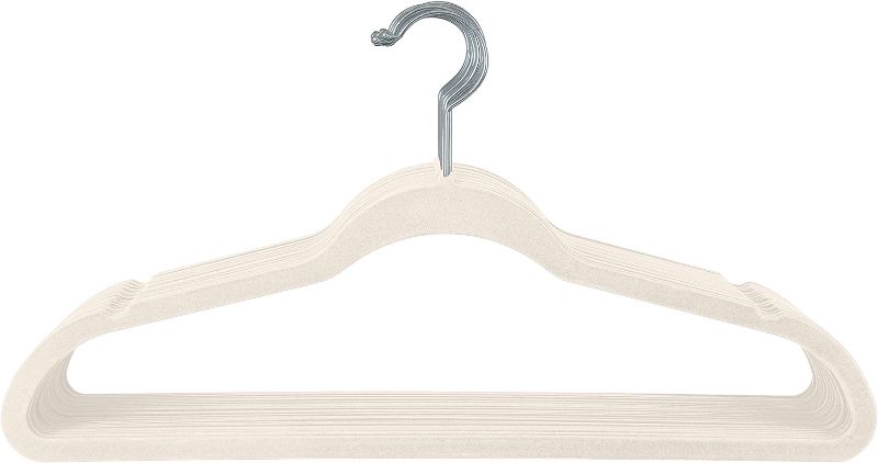 Photo 1 of 10 Velvet NON SLIP Huggable Hangers in Ivory WITH GOLD HANGER