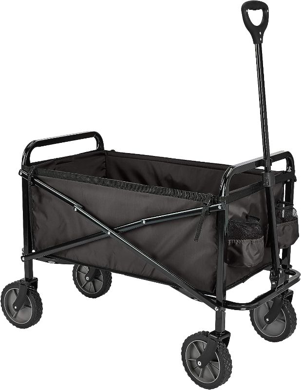 Photo 2 of Amazon Basics Collapsible Folding Outdoor Utility Wagon with Cover Bag, Black