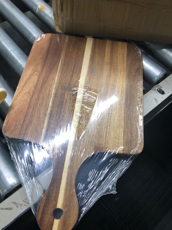 Photo 2 of Acacia Wood Cutting Board - Wooden Kitchen Cutting Board for Meat, Cheese, Bread,Vegetables &Fruits- Charcuterie Board Cheese Serving Board with Handle