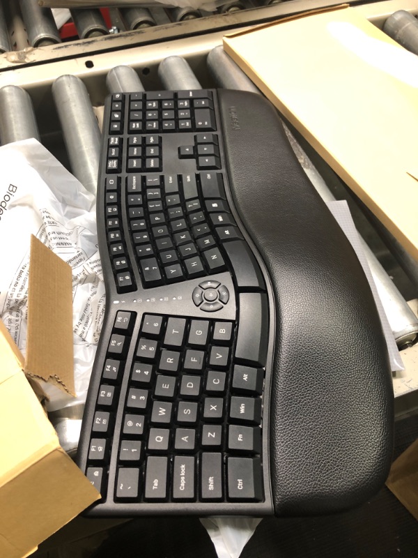 Photo 3 of MEETION Ergonomic Wireless Keyboard and Mouse, Ergo Keyboard with Vertical Mouse, Split Keyboard with Cushioned Wrist, Palm Rest, Natural Typing, Rechargeable, Full Size, Windows/Mac/Computer/Laptop