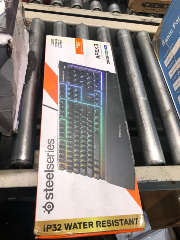 Photo 3 of SteelSeries Apex 3 RGB Gaming Keyboard – 10-Zone RGB Illumination – IP32 Water Resistant – Premium Magnetic Wrist Rest (Whisper Quiet Gaming Switch)