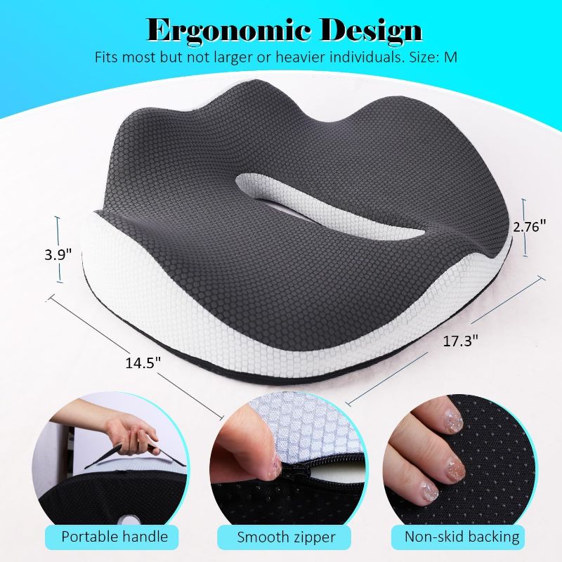 Photo 1 of 
Seat Cushion, Office Chair Cushions Butt Pillow for Office, Home, Gaming, Wheelchair, and Car - Memory Foam Chair Pad for Back and Tailbone Pain Relief,...
