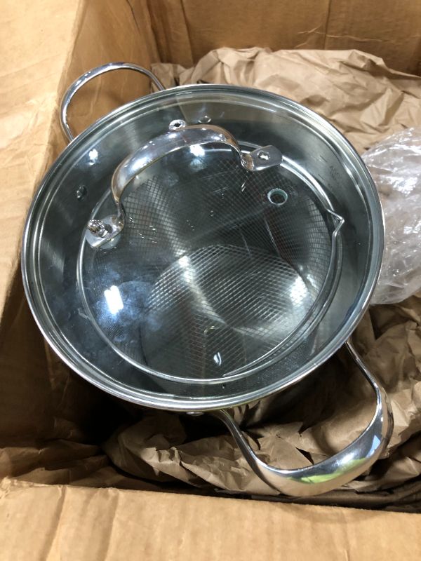 Photo 4 of ****DENTED, Screw missing on lid********4.2L Fryer 304 Stainless Steel Multifunctional Deep Frying Pan With transparent lid and filter for Frying French Fries Squid Rings Tempura and Stewing