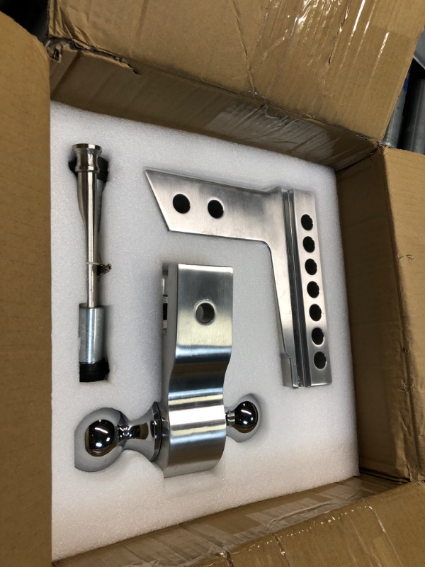 Photo 2 of Adjustable Trailer Hitch, Fits 2.5 Inch Receiver, 10 Inch Drop Hitch, 18,500 LBS GTW, Aluminum Forged Shank, 2 Inch & 2-5/16 Inch Balls, Towing Hitch for Heavy Duty Truck with Double Lock Pins