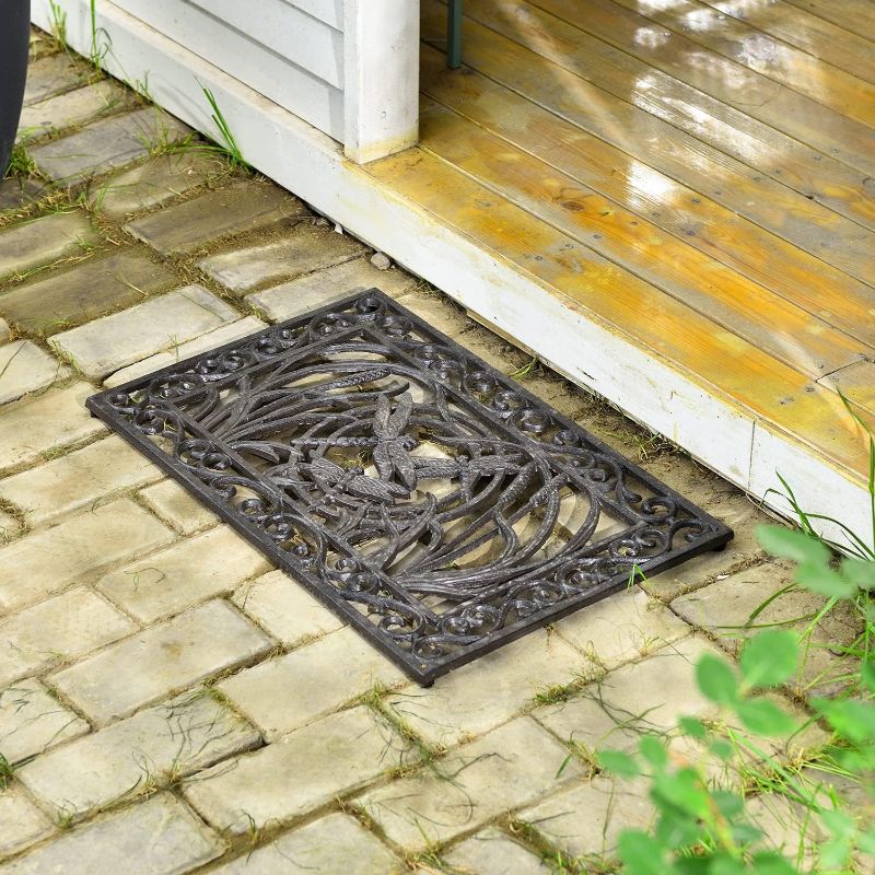 Photo 1 of Sungmor Heavy Duty Cast Iron Doormat - 59CM/23.2IN. Large Rectangle Front Door Mat - Non-Slip Outside Mat Shoe Scraper - Vintage Dragonfly Design Decorative Entrance Mats for Home Garden Patio Pattern_b_length 59cm