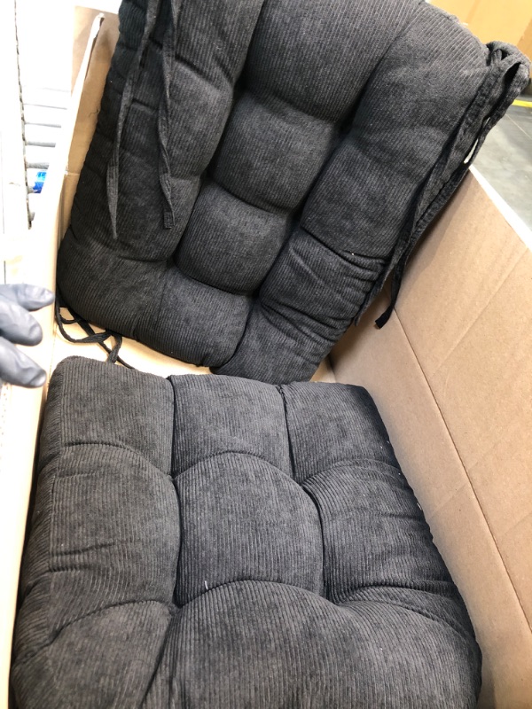 Photo 1 of  Chair Pads, Seat/Back Patio Cushions - Waterproof Solid Tufted Pillow, Indoor/Outdoor Pads with Ties, Fade-Resistant & Seasonal All Weather Replacement 