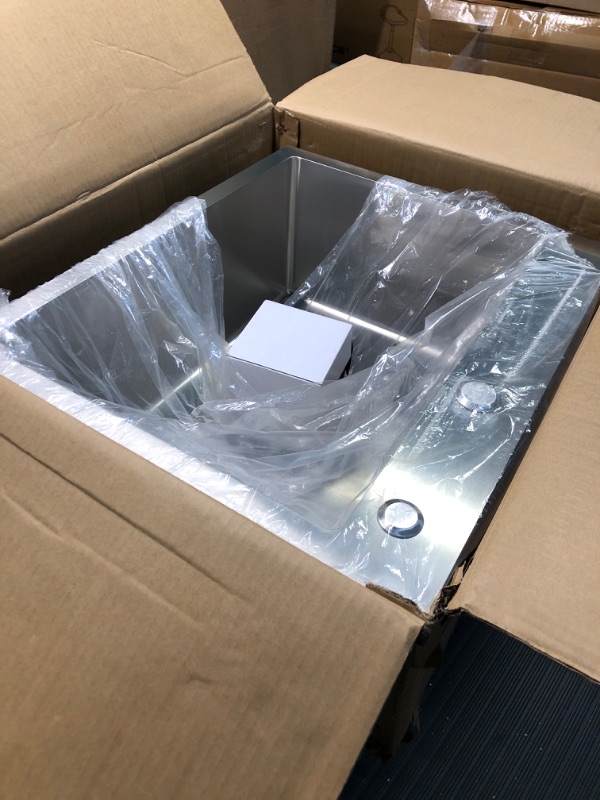 Photo 1 of POPFLY 22 Inch Drop in Kitchen Sink,304 Stainless Steel Single Bowl Sink,Topmount Handmade Sink with Drain Strainer… 22*18*9Inch Brushed