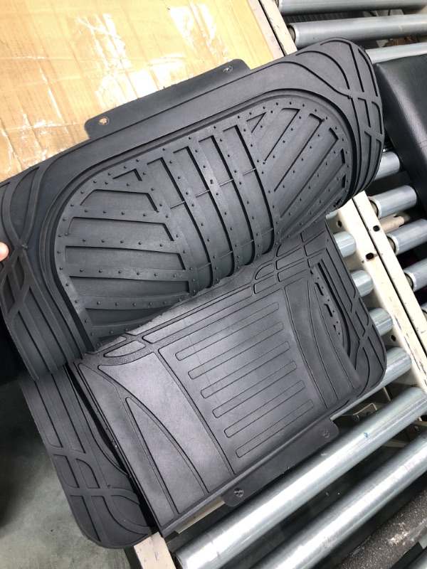 Photo 3 of Amazon Basics 4-Piece All-Weather Protection Heavy Duty Rubber Floor Mats Set with Cargo Liner for Cars, SUVs, and Trucks?Black,Universal Trim to Fit Black Thick Heavy Duty Rubber 4-Piece