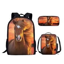 Photo 1 of  Western Horse Tribal Aztec School Backpack Girls Teens Kids School Bookbag Set Student Backpac