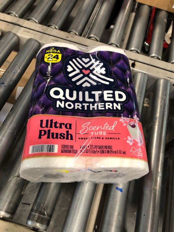 Photo 2 of Quilted Northern Ultra Plush® Toilet Paper with Sweet Lilac & Vanilla Scented Tube, 6 Mega Rolls, 3-Ply Bath Tissue