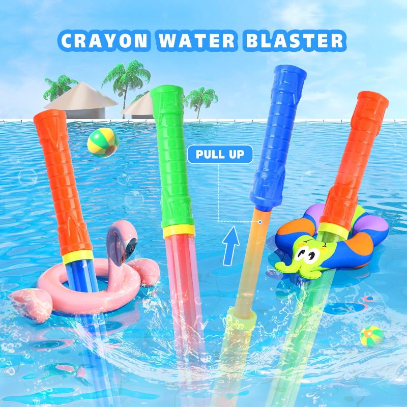 Photo 1 of INvench 22" Crayon Water Gun Set Pool Water Toys - 2 Pcs Big Water Blasters Squirt Water Guns Bulk Pool Beach Party Games Water Toys for Kids Toddlers Ages 4-8