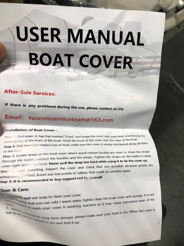 Photo 1 of Tuszom 100% Waterproof Pontoon Boat Cover 800D Marine Grade Polyester Pontoon Cover with Windproof Adjustable 18 Tire-Down Straps (Length:25'-28' Beam Width: up to 102", Gray) Length:25'-28' Beam Width: up to 102 Gray