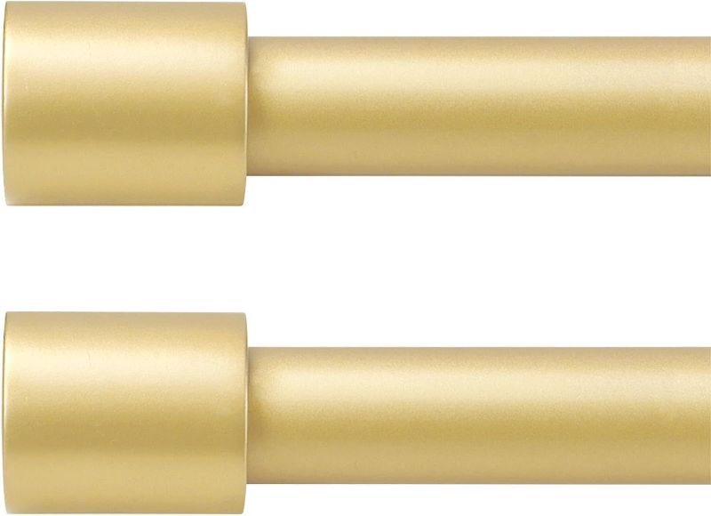 Photo 1 of 2 Pack Gold Curtain Rods for Window 28-48 inches(2.3-4 Feet), Heavy Duty Curtain Rods Adjustable Drapery Rods of Window Treatment, Modern Curtain Rods with Cap Finials, 1 inch Diameter, Gold, Set of 2 Gold 28-48''|2 pack