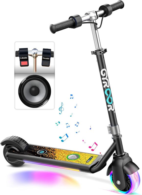 Photo 1 of Gyroor Electric Scooter for Kids, 10 Miles Distance, 150W Motor, Bluetooth Music, Dual Brake System, Adjustable Height and Speed, Electric Scooter for Kids Ages 8-12, Ideal Gifts