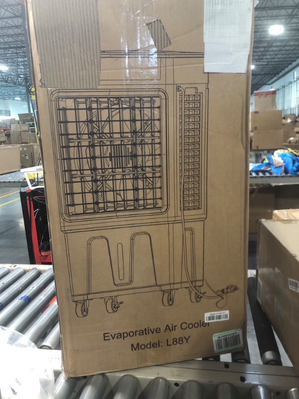 Photo 1 of 35’’ Portable Air Conditioner 3-IN-1 Evaporative Cooler, 30Ft Remote, 3 Speeds, 2800 CFM, 100 Degree Swing, 1050 sq. ft. coverage, 24H Timer, 6.8 Gallon Tank, 4 Ice Packs for Garage Patio Outdoor https://a.co/d/iDnnQGx