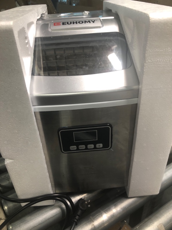 Photo 4 of *FOR PARTS ONLY**, POWER DOESN'T WORK WHEN PLUGGED IN

EUHOMY Ice Maker Machine Countertop, 40Lbs/24H Portable Compact Ice Cube Maker, With Ice Scoop & Basket, Perfect for Home/Kitchen/Office/Bar (Sliver)