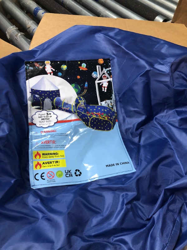 Photo 1 of PigPigPen 3pc Kids Play Tent for Boys with Ball Pit, Crawl Tunnel, Princess Tents for Toddlers, Baby Space World Playhouse Toys, Boys Indoor& Outdoor Play House, Perfect Kid’s Gifts 3PC Blue Star Play Tent