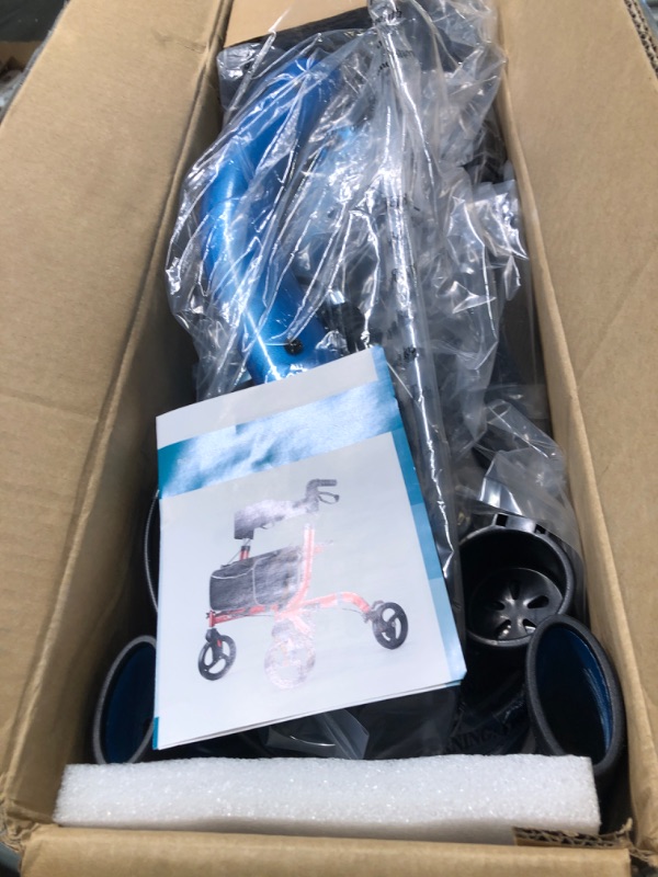 Photo 1 of Healconnex Rollator Walkers for Seniors-Folding Rollator Walker with Seat and Four 8-inch Wheels-Medical Rollator Walker with Comfort Handles and Thick Backrest-Lightweight Aluminium Frame ,Blue