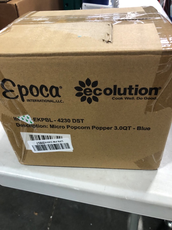 Photo 2 of ***DOES NOT HAVE LID*** Ecolution Patented Micro-Pop Microwave Popcorn Popper with Temperature Safe Glass, 3-in-1 Lid Measures Kernels and Melts Butter, Made Without BPA, Dishwasher Safe, 3-Quart, Blue 3-Quart Family Size Blue