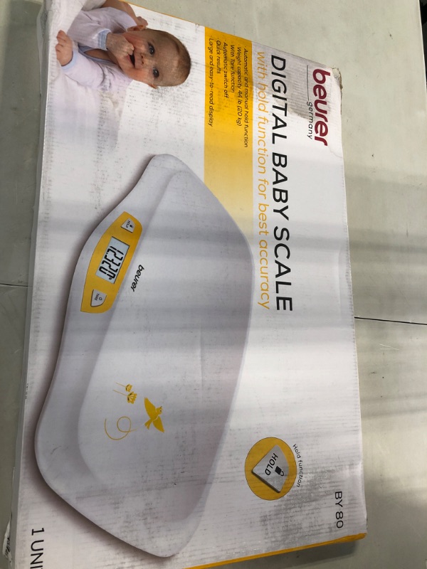 Photo 1 of Beurer BY80 Digital Baby Scale, Infant Scale for Weighing in Pounds, Ounces, or Kilograms up to 44 lbs, Newborn Scale with Hold Function, Pet Scale for Cats and Dogs