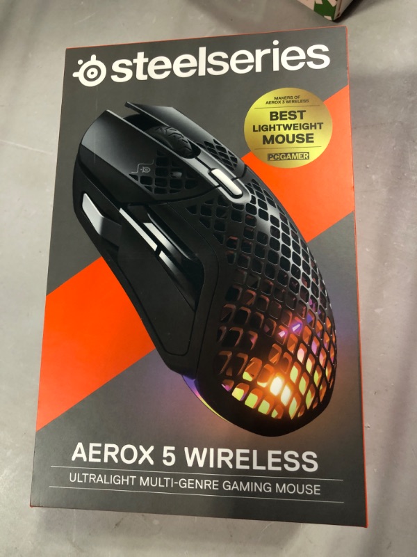 Photo 2 of Aerox 5 Ultra Lightweight Honeycomb Water Resistant Wireless RGB Optical Gaming Mouse With 9 Programmable Buttons