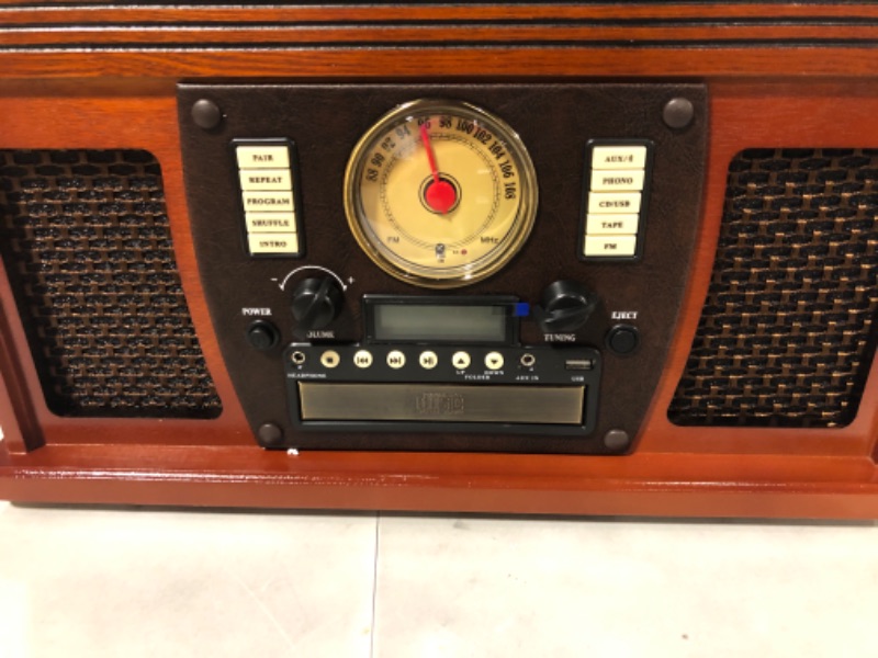Photo 1 of Victrola Navigator 8-in-1 Classic Bluetooth Record Player with USB Encoding and 3-Speed Turntable Bundle with Victrola Wooden Stand for Wooden Music Centers with Record Holder Shelf, Mahogany