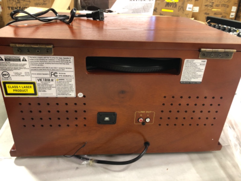 Photo 1 of Victrola Navigator 8-in-1 Classic Bluetooth Record Player with USB Encoding and 3-Speed Turntable Bundle with Victrola Wooden Stand for Wooden Music Centers with Record Holder Shelf, Mahogany