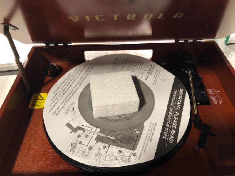 Photo 1 of Victrola Navigator 8-in-1 Classic Bluetooth Record Player with USB Encoding and 3-Speed Turntable Bundle with Victrola Wooden Stand for Wooden Music Centers with Record Holder Shelf, Mahogany