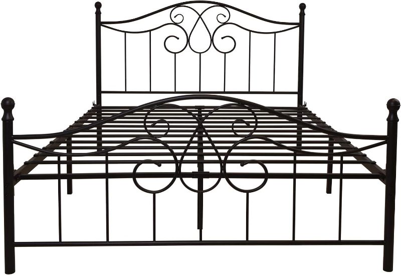 Photo 1 of  Vintage Sturdy Metal Bed Frame with Headboard and Footboard Basic Bed Frame No Box Spring (QUEEN)