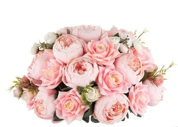 Photo 1 of BLOSMON Artificial Flowers Balls Wedding Centerpieces 13.3" Pink Fake Peonies Center Piece Decoration for Table Silk Kissing Ball Floral Arrangements, Base with Faux Peony for Party Home Decor