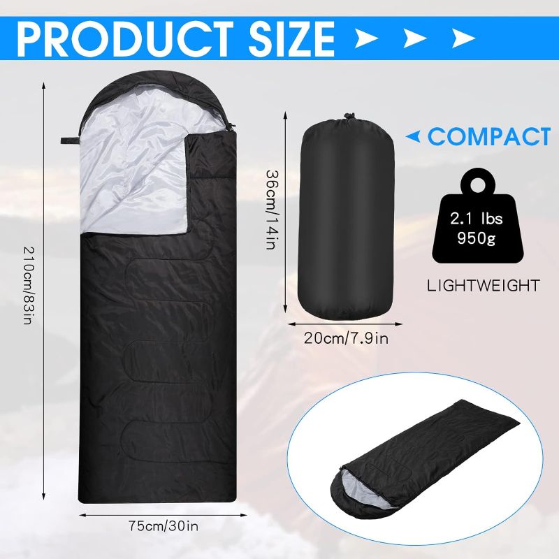 Photo 1 of  Sleeping Bags for Adults Sleeping Bags 4 Season Warm Envelope Sleeping Bags Lightweight Waterproof Sleeping Bags with Compression Sack for Outdoors
