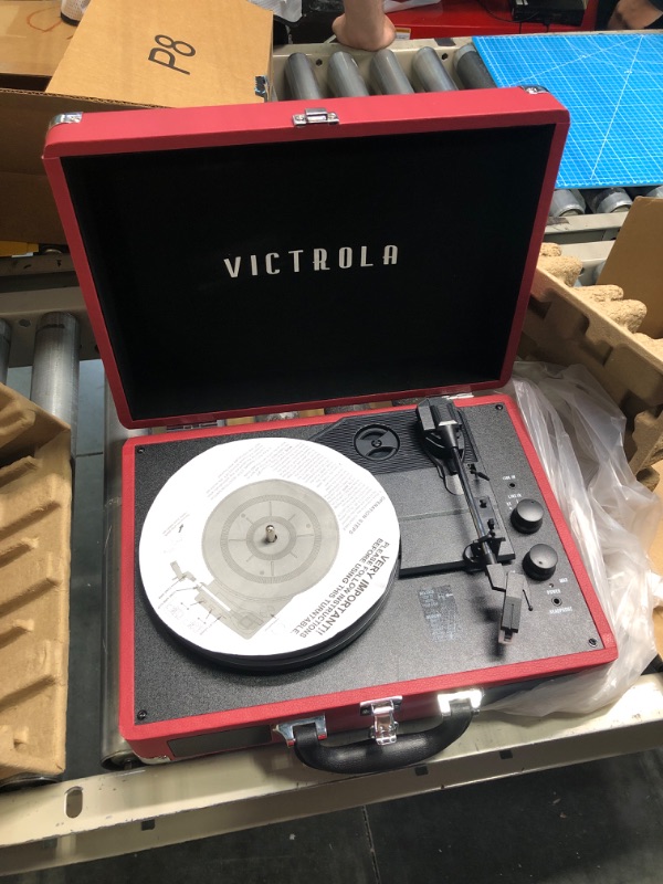 Photo 2 of Victrola Vintage 3-Speed Bluetooth Portable Suitcase Record Player with Built-in Speakers | Upgraded Turntable Audio Sound| Includes Extra Stylus | Marsala (VSC-550BT-ML) Marsala Record Player