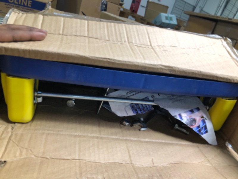 Photo 1 of YSSOA Platform Truck with 440lb Weight Capacity and 360 Degree Swivel Wheels, Foldable Push Hand Cart for Loading and Storage, Blue 440 lb Capacity