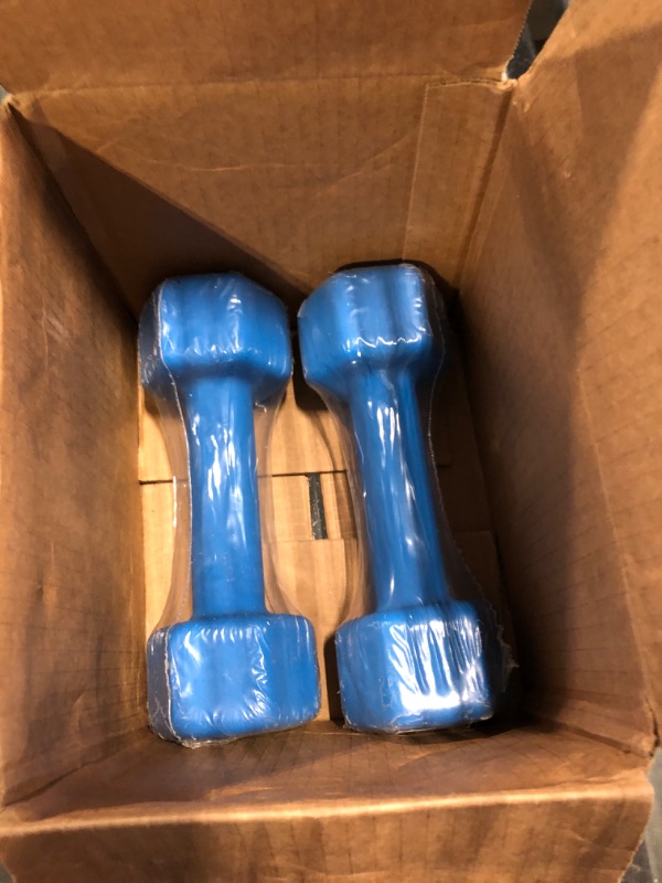 Photo 3 of Amazon Basics Vinyl Coated Hand Weight Dumbbell Pair, Set of 2 blue 10 lbs Set Dumbbells