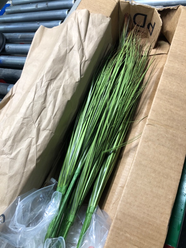 Photo 1 of 27" Artificial Plants Onion Grass Greenery Faux Fake Shrubs Plant Flowers Wheat Grass for House Home Indoor Outdoor Office Room Gardening Indoor Décor 6 Pack