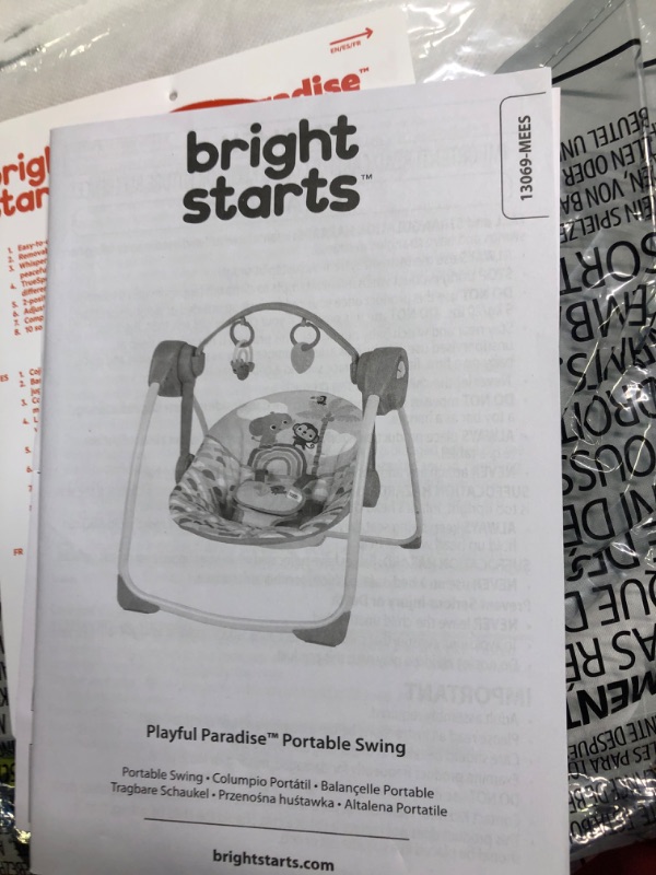Photo 1 of Bright Starts Playful Paradise Portable Compact Automatic Baby Swing with Music, Unisex, Newborn +