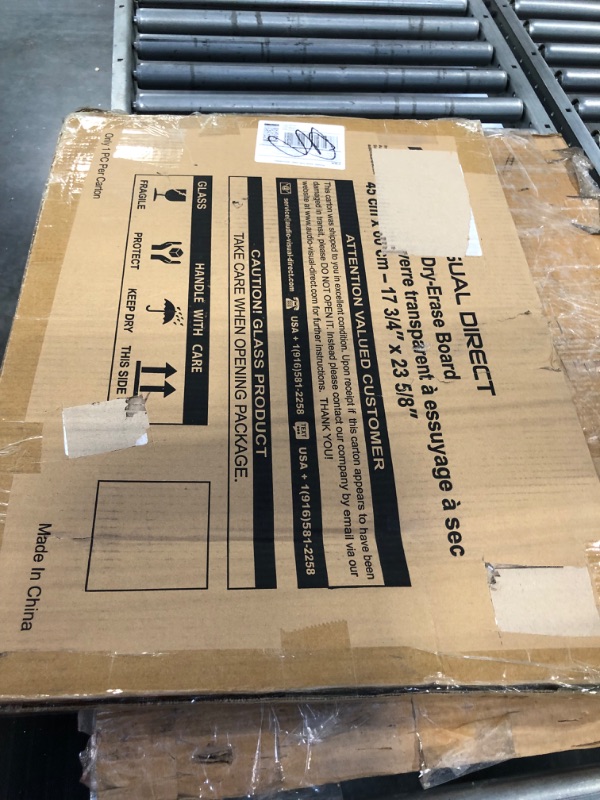 Photo 1 of Audio-Visual Direct Clear Glass Dry-Erase Board Set - 2' x 1.5' - Includes Hardware & Marker Tray (Non-Magnetic) 2' x 1.5' Clear (Transparent)