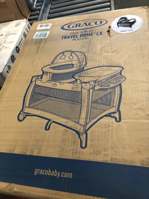 Photo 1 of Graco Pack 'n Play Travel Dome LX Playard | Includes Portable Bassinet, Full-Size Infant Bassinet, and Diaper Changer, Leyton w/ Raised Mode Leyton