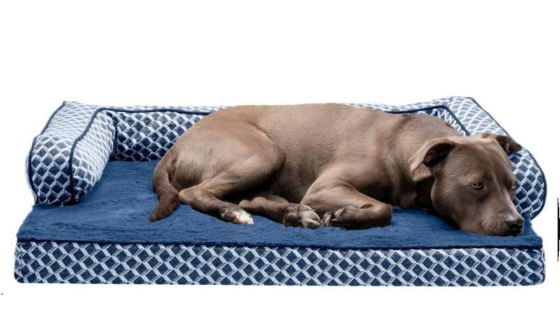 Photo 1 of  Sofa-Style Dog Beds for Small/Medium/Large Dogs & Cats - Orthopedic, Cooling Gel, Memory Foam, & More Diamond Blue Large Orthopedic Foam
