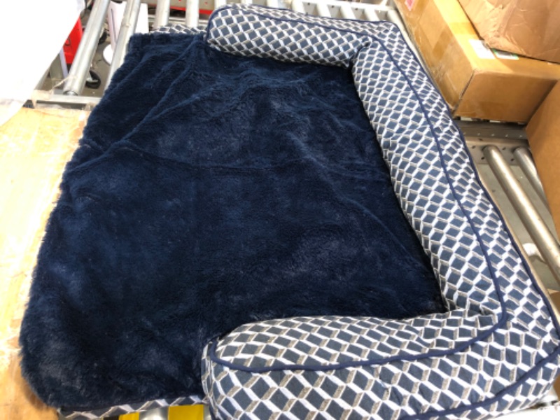 Photo 2 of  Sofa-Style Dog Beds for Small/Medium/Large Dogs & Cats - Orthopedic, Cooling Gel, Memory Foam, & More Diamond Blue Large Orthopedic Foam