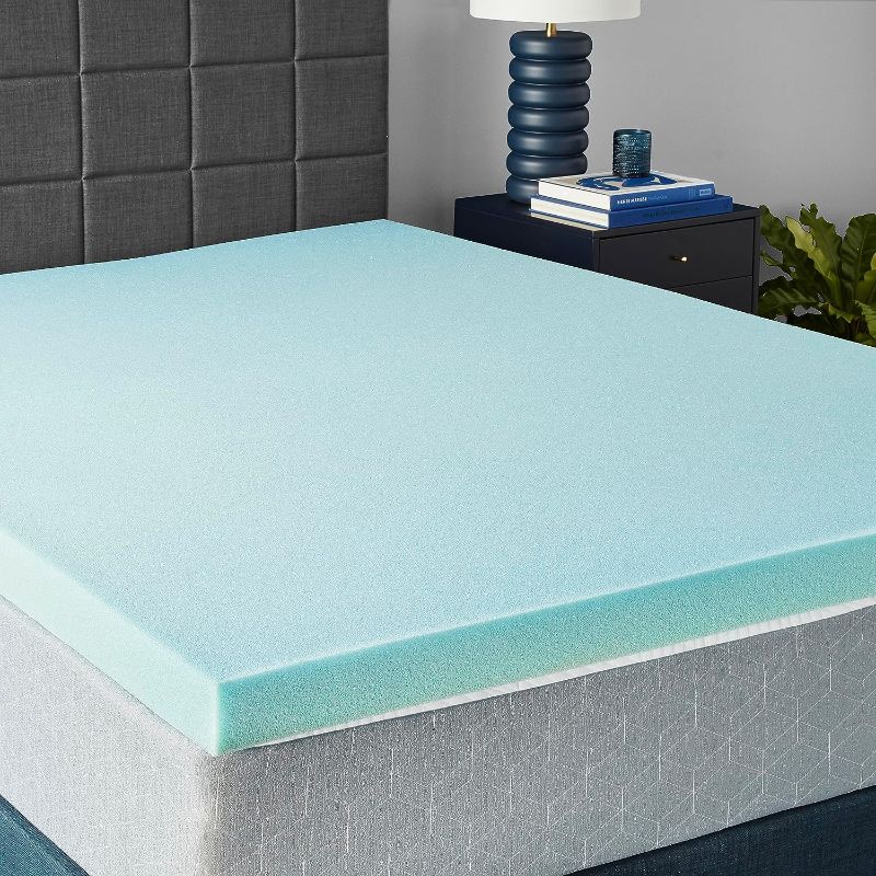Photo 1 of Amazon Basics Cooling Gel-Infused Memory Foam Mattress Topper, CertiPUR-US Certified, 3 Inches, FULL
