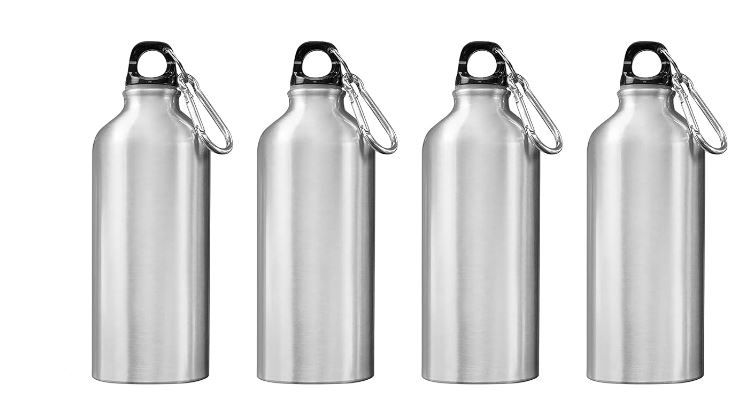 Photo 1 of 4 PCS Stainless Steel Single Layer Sport Water Bottle Outdoor Running Hiking Camping Drinking Water Cup 500ml Stainless Steel